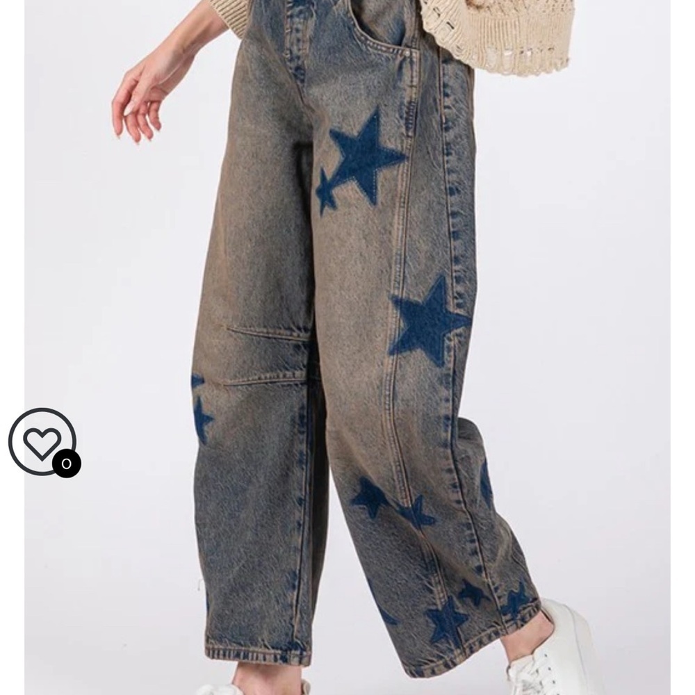 NWT! SAGE + FIG Star Wide Leg Barrel Mid Rise Women’s Jeans with Pockets Size L - Picture 3 of 12